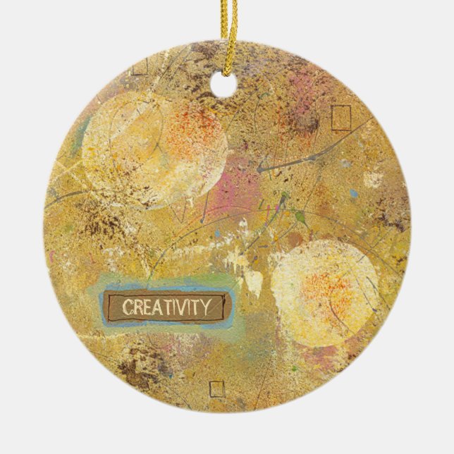 Beautiful natural fun abstract art unique painting ceramic tree decoration (Front)
