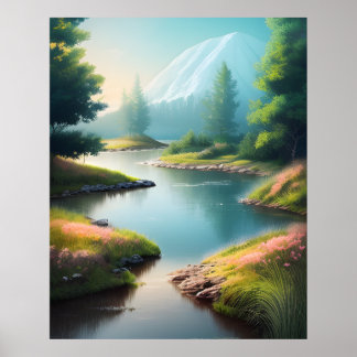Beautiful Natural Realistic Landscape Poster