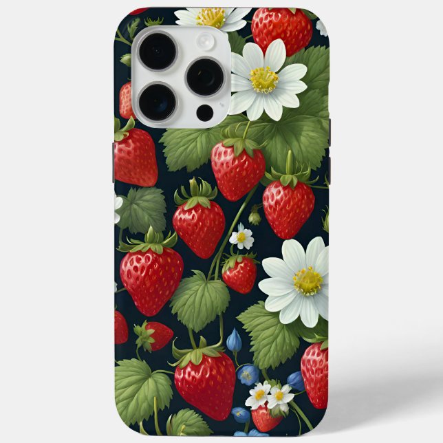 Beautiful natural strawberry and flower pattern. Case-Mate iPhone case (Back)