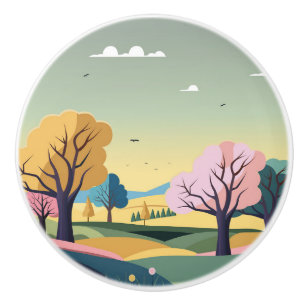 Beautiful Nature Background  Ceramic Knob
