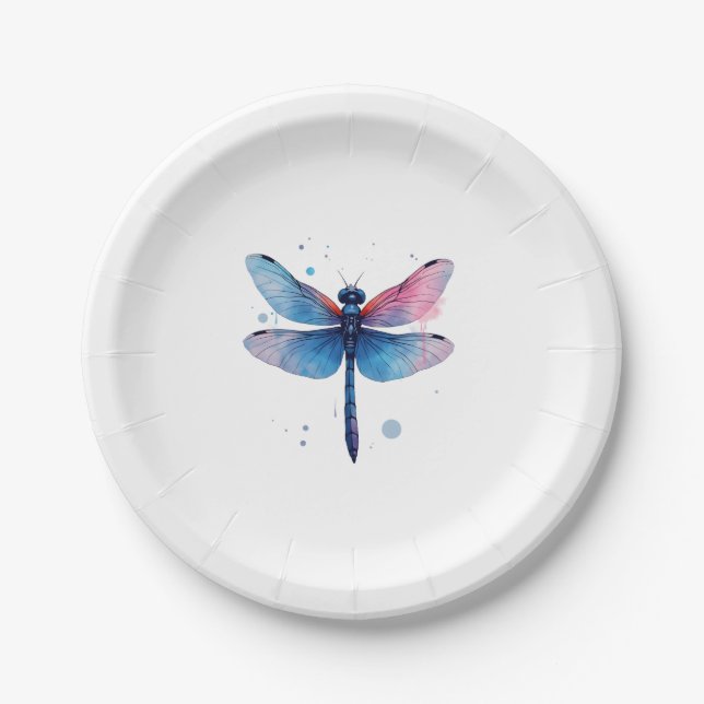 Beautiful Nature Colourful Graphic Pattern Dragonf Paper Plate (Front)