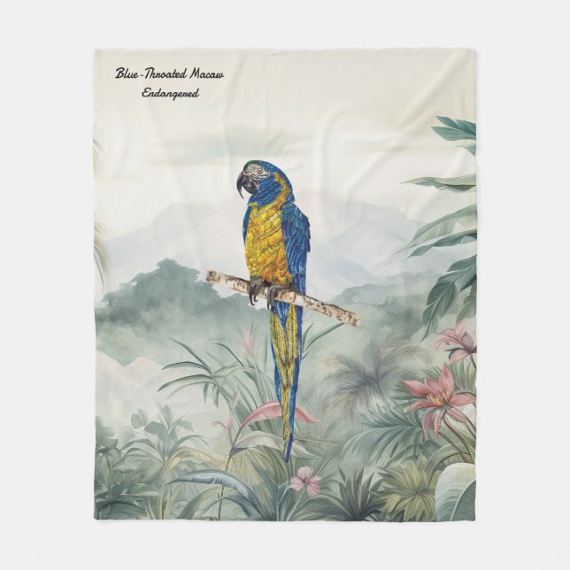 Beautiful nature inspired Endangered Macaw Fleece Blanket (Front)