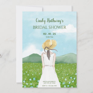 Beautiful nature landscape spring girl invitation