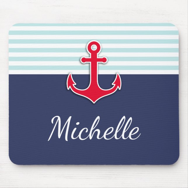Beautiful Nautical Design Custom Text Mouse Pad (Front)