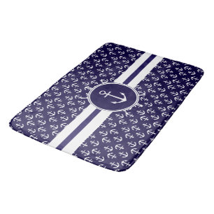Beautiful Nautical Theme Anchor Pattern Bath Mat