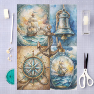Beautiful Nautical Themed Decoupage Tissue Paper