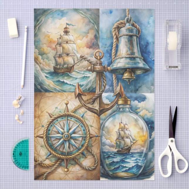Beautiful Nautical Themed Decoupage Tissue Paper (Craft)
