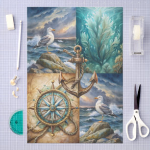 Beautiful Nautical Themed Decoupage Tissue Paper