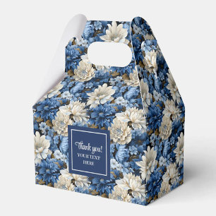 Beautiful Navy Flowers Personalised Floral Favour  Box