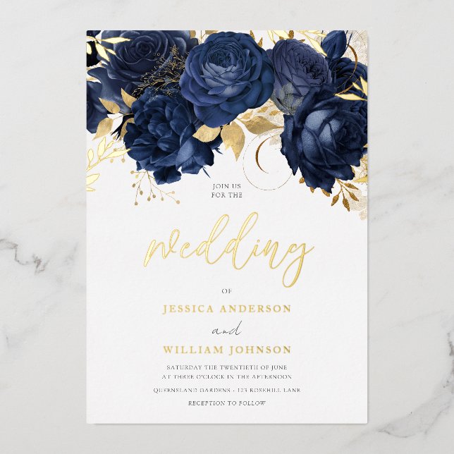 Beautiful Navy Wedding: Floral & Gold (Front)