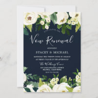 Beautiful Navy White Flowers Spring Vow Renewal