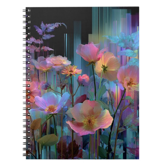 Beautiful neon art flowers notebook (Front)