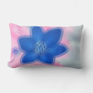 Beautiful Neon Blue Lily Flower Pillow Cushion