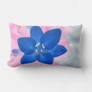 Beautiful Neon Blue Lily Flower Pillow Cushion
