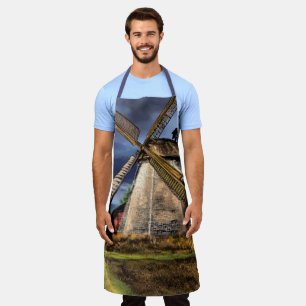 Beautiful Netherlands Windmill Landscape  Painting Apron