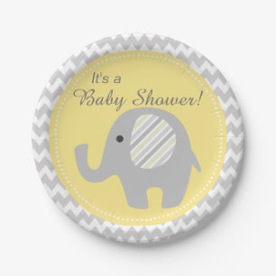 Beautiful Neutral Baby Shower Custom Elephant Paper Plate