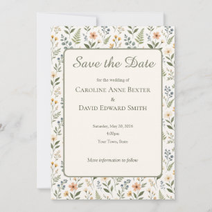 Beautiful Neutral Wildflowers in Soft Colours Invitation