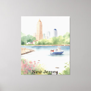 Beautiful New Jersey Watercolor Art Canvas Print
