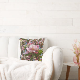Beautiful new spring apple tree flowers cushion