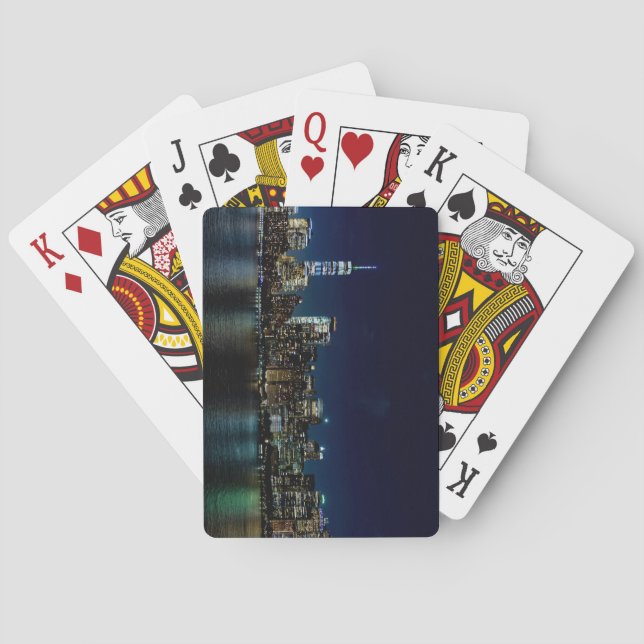 Beautiful New York Skyline at Night Playing Cards (Back)