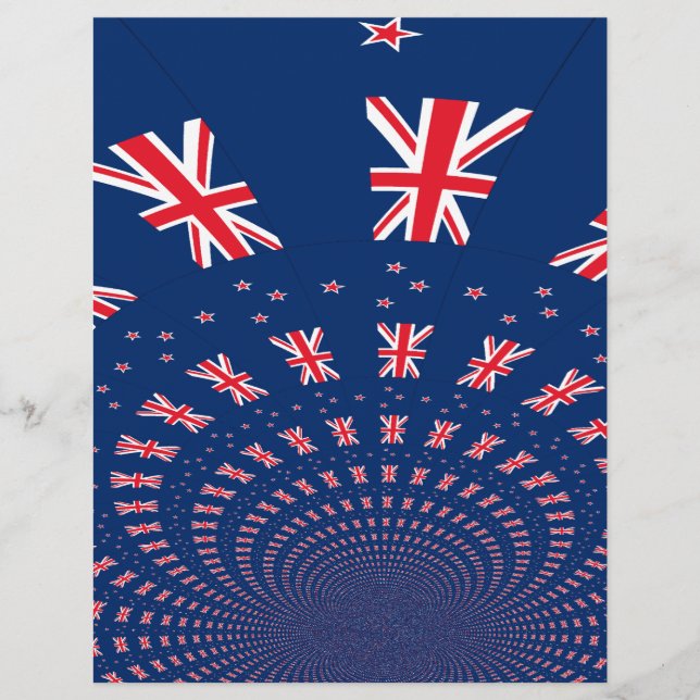 Beautiful New Zealand Flag Art Print Design (Front)
