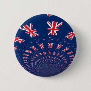 Beautiful New Zealand Flag Art Print Design 6 Cm Round Badge