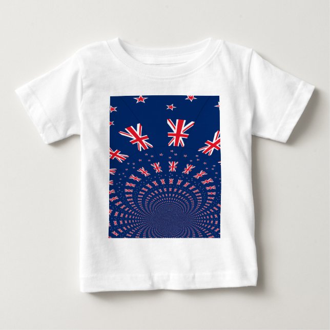 Beautiful New Zealand Flag Art Print Design Baby T-Shirt (Front)