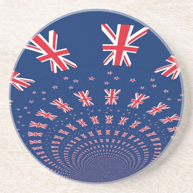 Beautiful New Zealand Flag Art Print Design Coaster (Front)