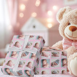 Beautiful Newborn Photo 4 Picture Baby Girl Pink Wrapping Paper<br><div class="desc">Elegant baby photo wrapping paper with your own personalised newborn photograph pattern for a baby girl. Beautiful 4 picture template gift wrap with pretty pink lines separating the photos of your infant.</div>