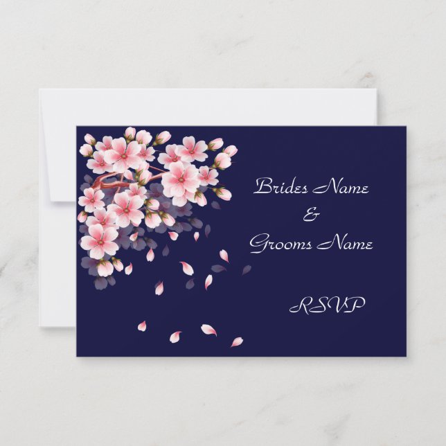 Beautiful Night Sakura RSVP cards (Front)