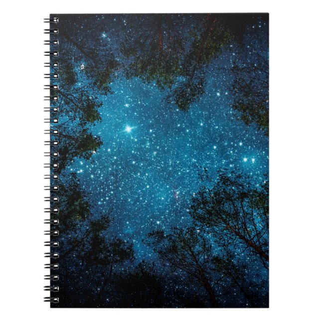 Beautiful night sky, the Milky Way and the trees.  Notebook (Front)
