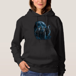Beautiful Night Time Wolf Howling At Moon Hoodie