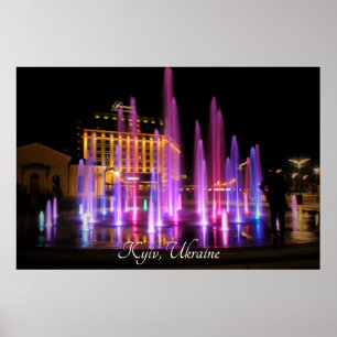 Beautiful Night View Kyiv Ukraine Poster