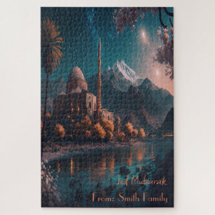 Beautiful Night View of A Mosque Near A River  Jigsaw Puzzle