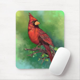 Beautiful Northern Red Cardinal Bird Painting Art  Mouse Pad
