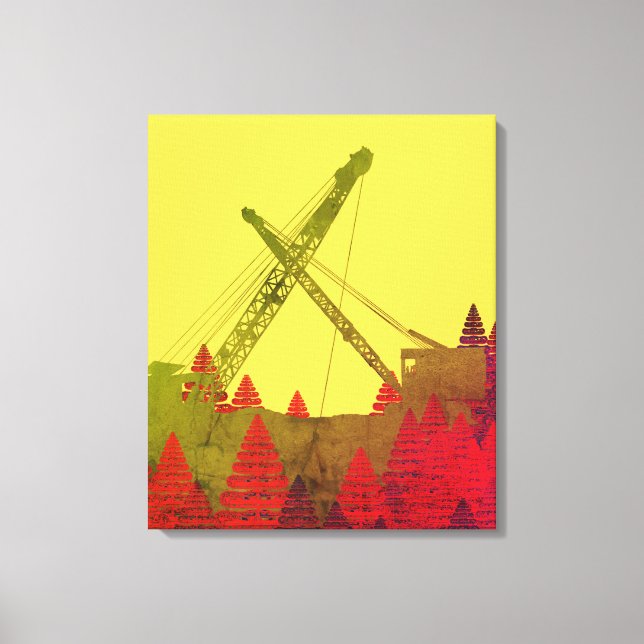 Beautiful Northwest Crane Operating Engineer Art Canvas Print (Front)