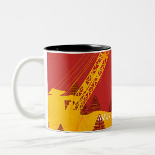 Beautiful Northwest Crane Operating Engineer Art Two-Tone Coffee Mug