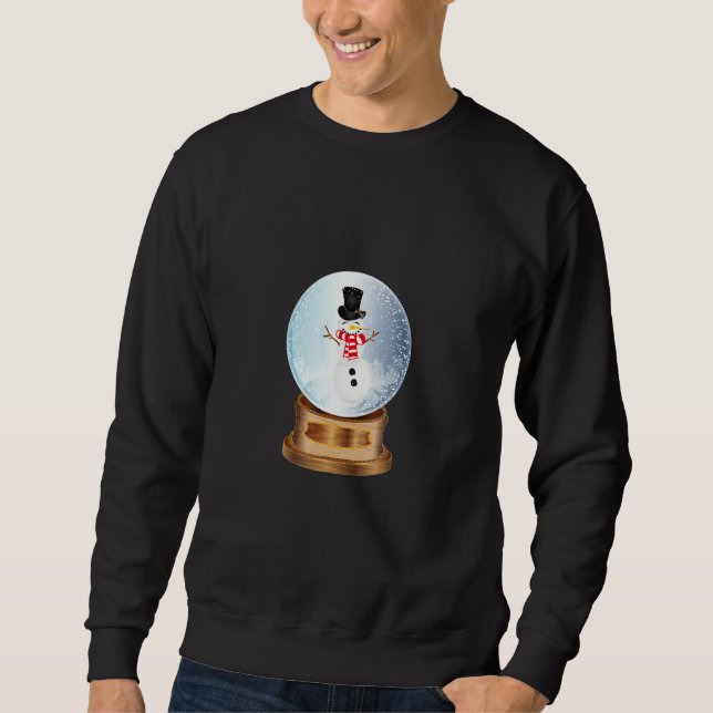 Beautiful nostalgic snow globe with snowman sweatshirt (Front)