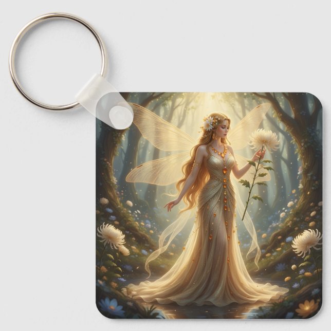 Beautiful November Topaz Fairy Key Ring (Front)