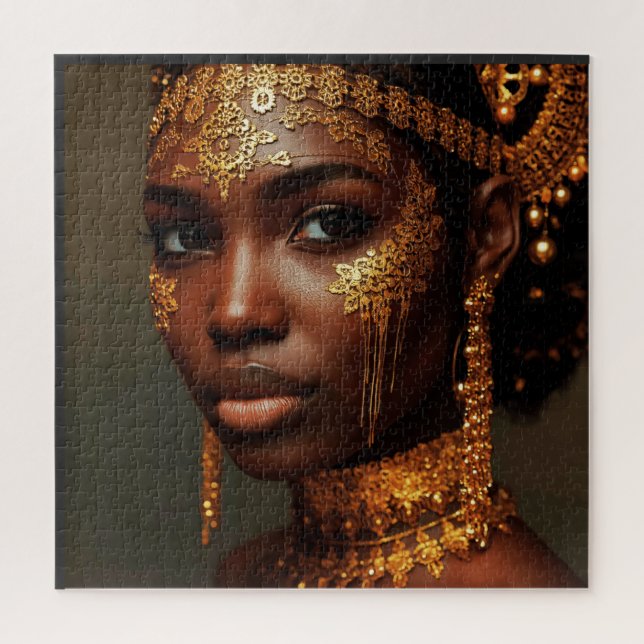 Beautiful Nubian Goddess in Gold Jigsaw Puzzle (Vertical)