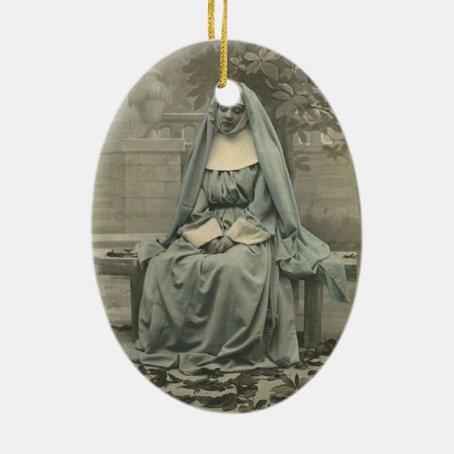 Beautiful Nun Ceramic Tree Decoration (Back)