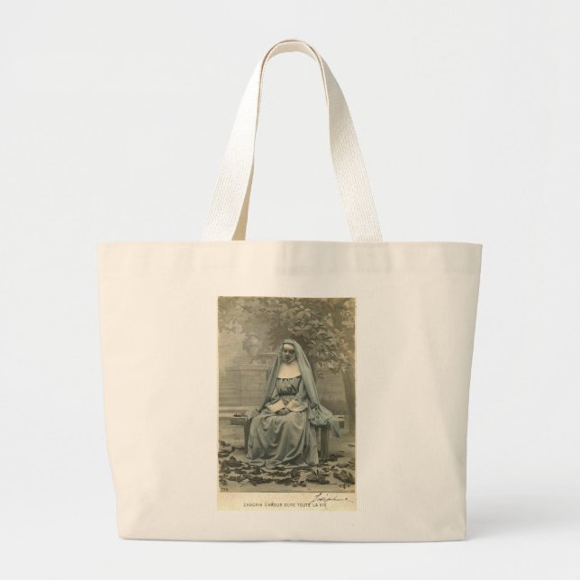 Beautiful Nun Large Tote Bag (Front)