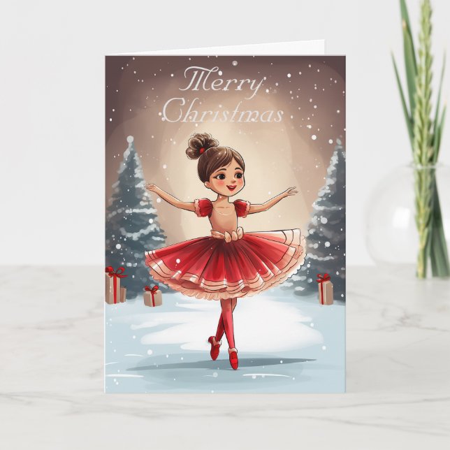 Beautiful Nutcracker Winter Ballerina Christmas Holiday Card (Front)