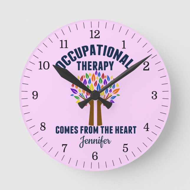 Beautiful Occupational Therapy Tree Quote Round Clock (Front)