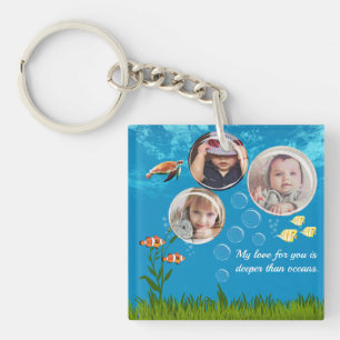 Beautiful Ocean Blue Tropical Fish Underwater Key Ring