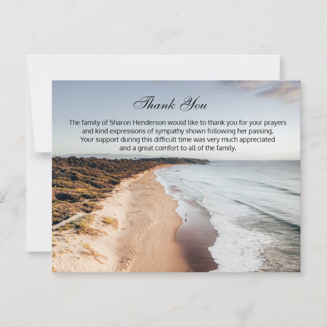 Beautiful Ocean Funeral Thank You Note Card (Front)