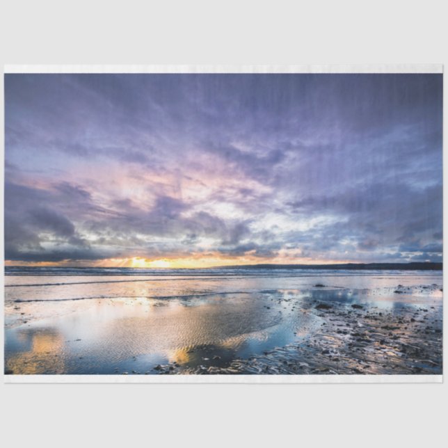 Beautiful Ocean Sunset Decoupage 20x30 Tissue Paper (Front)