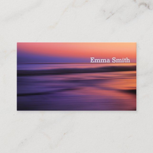 Beautiful Ocean Sunset Photograph Business Card (Front)