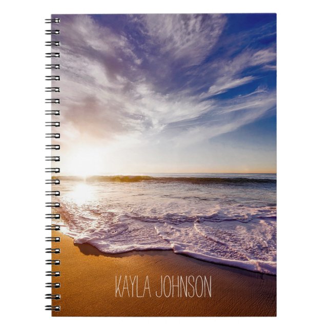 Beautiful Ocean Waves Add Your Own Name Notebook (Front)