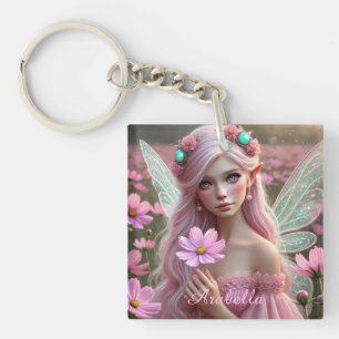 Beautiful October Fairy in Cosmos Key Ring